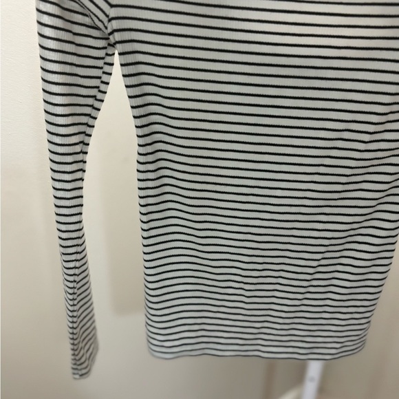 Lucky Brand Stripe Off Shoulder Ribbed Top Long Sleeve Criss Cross Back Size XS - Picture 4 of 7